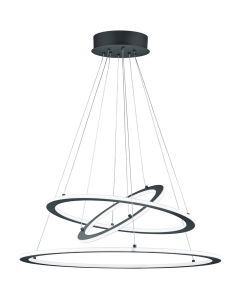 LED Hanglamp - Trion Duban - 75W - Warm Wit 3000K - Dimbaar - Rond - Mat Zwart - Aluminium