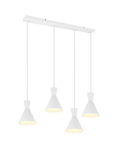 LED Hanglamp - Trion Ewomi - E27 Fitting - 4-lichts - Rechthoek - Mat Wit - Aluminium