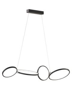 LED Hanglamp - Trion Rondy - 37W - Warm Wit 3000K - Dimbaar - Rond - Mat Zwart - Aluminium