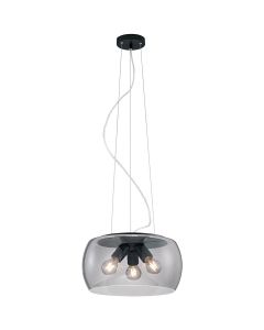 LED Hanglamp - Trion Valenti - E27 Fitting - Rond - Mat Zwart - Aluminium