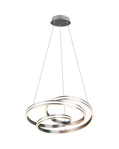 LED Hanglamp - Trion Yarino - 60W - Aanpasbare Kleur - Dimbaar - Rond - Mat Nikkel - Aluminium