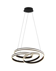 LED Hanglamp - Trion Yarino - 60W - Aanpasbare Kleur - Dimbaar - Rond - Mat Zwart - Aluminium