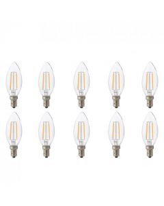 LED Lamp 10 Pack - Kaarslamp - Filament - E14 Fitting - 4W - Warm Wit 2700K