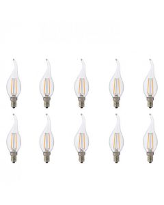 LED Lamp 10 Pack - Kaarslamp - Filament Flame - E14 Fitting - 4W - Warm Wit 2700K