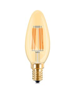 LED Lamp E14 Kaars Filament - Brinton - Amber 4W 360lm - 822 Zeer Warm Wit 2200K - C35 - Dimbaar | Vervangt 32W