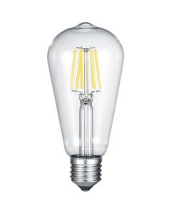 LED Lamp - Filament - Trion Kalon - E27 Fitting - 6W - Warm Wit 3000K - Transparent Helder - Aluminium