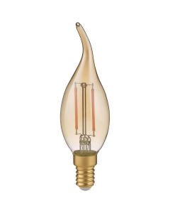 LED Lamp - Kaarslamp - Filament - Trion Kirza - 4W - E14 Fitting - Warm Wit 2700K - Dimbaar - Amber - Glas