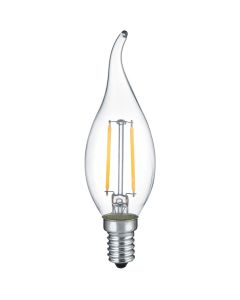 LED Lamp - Kaarslamp - Filament - Trion Kirza - E14 Fitting - 2W - Warm Wit-2700K - Transparant Helder -  Glas