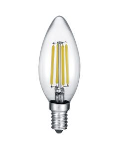 LED Lamp - Kaarslamp - Filament - Trion Kurza - 4W - E14 Fitting - Warm Wit 2700K - Dimbaar - Transparent Helder - Glas