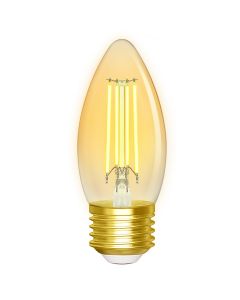 LED Lamp - Smart LED - Aigi Rixona - Bulb C35 - 4.5W - E27 Fitting - Slimme LED - Wifi LED + Bluetooth - Aanpasbare Kleur - Amber - Glas