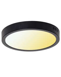 LED Paneel - Downlight - Velvalux - Ø30 - 24W 2700lm - Aanpasbare Lichtkleur CCT - Opbouw - Rond - Zwart - Flikkervrij