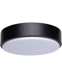 LED Plafondlamp - Aigi - Opbouw Rond 12W - Helder/Koud Wit 6500K - Mat Zwart Aluminium