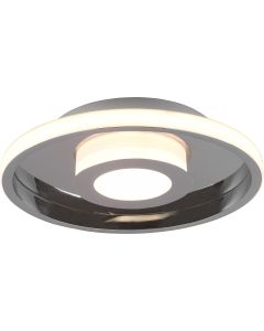 LED Plafondlamp - Badkamerlamp - Trion Asmaya - Opbouw Rond 28W - Spatwaterdicht IP44 - Dimbaar - Warm Wit 3000K - Mat Chroom - Aluminium