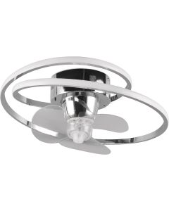 LED Plafondlamp met Ventilator - Plafondventilator - Trion Muaz - 38W - Aanpasbare Kleur - Afstandsbediening - Dimbaar - Rond - Chroom - Metaal 1