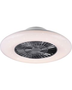 LED Plafondlamp met Ventilator - Plafondventilator - Trion Vison - 40W - Rond - Mat Chroom - Kunststof 