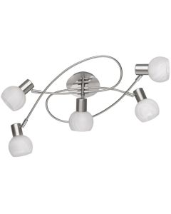 LED Plafondlamp - Plafondverlichting - Trion Antiniba - E14 Fitting - 5-lichts - Rond - Mat Nikkel - Aluminium