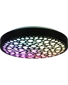 LED Plafondlamp - Plafondverlichting - Trion Carol - 22W - Aanpasbare Kleur - RGB - Afstandsbediening - Dimbaar - Rond - Mat Zwart - Kunststof