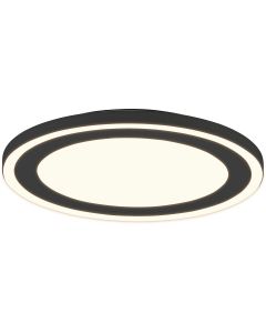 LED Plafondlamp - Plafondverlichting - Trion Coman - 24.5W - Warm Wit 3000K - Rond - Mat Zwart - Kunststof