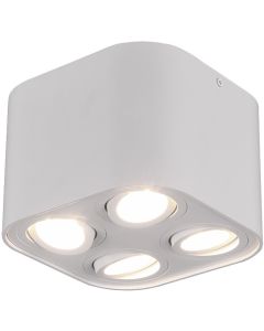 LED Plafondlamp - Plafondverlichting - Trion Cosmin - GU10 Fitting - 4-lichts - Vierkant - Mat Wit - Aluminium