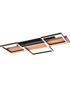 LED Plafondlamp - Plafondverlichting - Trion Harla - 30W - Warm Wit 3000K - Dimbaar - Rechthoek - Mat Zwart - Aluminium