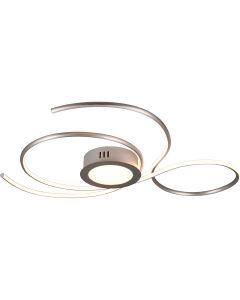 LED Plafondlamp - Plafondverlichting - Trion Jivino - 48W - Aanpasbare Kleur - Dimbaar - Rond - Mat Nikkel - Aluminium