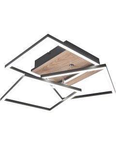 LED Plafondlamp - Plafondverlichting - Trion Libo - 27W - Aanpasbare Kleur - Vierkant - Bruin - MDF 1