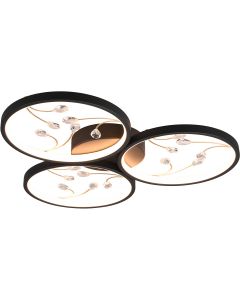 LED Plafondlamp - Plafondverlichting - Trion Moovy - 30W - Warm Wit 3000K - Dimbaar - Rond - Mat Zwart - Aluminium