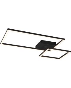 LED Plafondlamp - Plafondverlichting - Trion Pado - 25W - Warm Wit 3000K - Dimbaar - Rechthoek - Mat Zwart - Aluminium