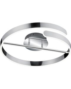 LED Plafondlamp - Plafondverlichting - Trion Prigon - 37W - Natuurlijk Wit 4000K - Dimbaar - Rond - Glans Chroom - Aluminium