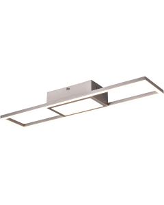 LED Plafondlamp - Plafondverlichting - Trion Riyaz - 22W - Aanpasbare Kleur - Afstandsbediening - Dimbaar - Rechthoek - Mat Nikkel - Aluminium