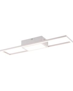 LED Plafondlamp - Plafondverlichting - Trion Riyaz - 22W - Aanpasbare Kleur - Afstandsbediening - Dimbaar - Rechthoek - Mat Wit - Aluminium