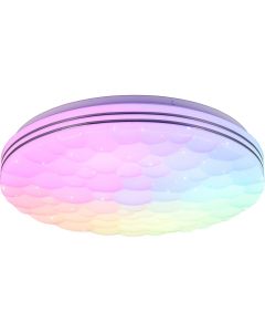 LED Plafondlamp - Plafondverlichting - Trion Taco - 22W - Aanpasbare Kleur - RGB - Afstandsbediening - Dimbaar - Sterlicht - Rond - Mat Zwart - Kunststof 