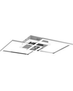 LED Plafondlamp - Plafondverlichting - Trion Venda - 25W - Natuurlijk Wit 4000K - Dimbaar - Vierkant - Mat Chroom - Aluminium