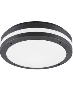 LED Plafondlamp - Trion Keraly - Opbouw Rond - Waterdicht - 12W - Warm Wit 3000K - Mat Zwart - Kunststof