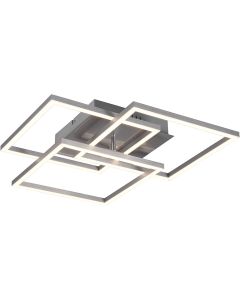 LED Plafondlamp - Trion Mibal - 28W - Aanpasbare Kleur - Afstandsbediening - Dimbaar - Rechthoek - Mat Nikkel - Aluminium