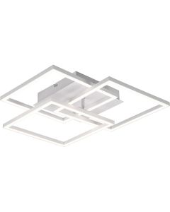 LED Plafondlamp - Trion Mibal - 28W - Aanpasbare Kleur - Afstandsbediening - Dimbaar - Rechthoek - Mat Wit - Aluminium 