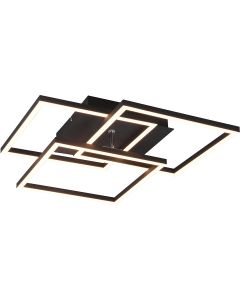 LED Plafondlamp - Trion Mibal - 28W - Aanpasbare Kleur - Afstandsbediening - Dimbaar - Rechthoek - Mat Zwart - Aluminium