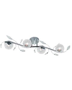 LED Plafondlamp - Trion Ware - G9 Fitting - 4-lichts - Rechthoek - Glans Chroom - Aluminium 