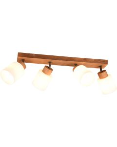 LED Plafondspot - Plafondverlichting - Trion Asmara - E14 Fitting - 4-lichts - Rechthoek - Mat Bruin - Hout