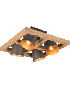 LED Plafondspot - Trion Bimm - E14 Fitting - 4-lichts - Rond - Antiek Nikkel - Aluminium