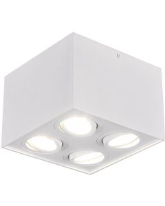 LED Plafondspot - Trion Bisqy - GU10 Fitting - 4-lichts - Vierkant - Mat Wit - Aluminium