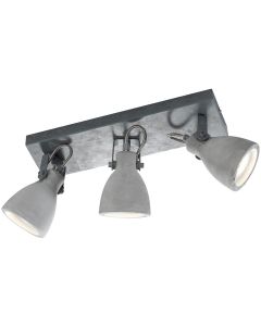 LED Plafondspot - Trion Conry - GU10 Fitting - 3-lichts - Rechthoek - Mat Grijs Beton Look - Aluminium