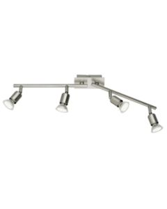 LED Plafondspot - Trion Nimo - GU10 Fitting - 12W - Warm Wit 3000K - 4-lichts - Rechthoek - Mat Nikkel - Aluminium