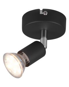 LED Plafondspot - Trion Pamo - GU10 Fitting - 1-lichts - Rond - Mat Zwart - Aluminium