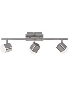 LED Plafondspot - Trion Ribon - 12W - Warm Wit 3000K - 3-lichts - Rechthoek - Mat Nikkel - Aluminium