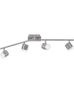 LED Plafondspot - Trion Ribon - 16W - Warm Wit 3000K - 4-lichts - Rechthoek - Mat Nikkel - Aluminium