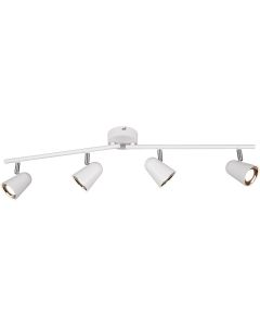 LED Plafondspot - Trion Toluno - 12W - Warm Wit 3000K - 4-lichts - Rechthoek - Mat Wit - Kunststof