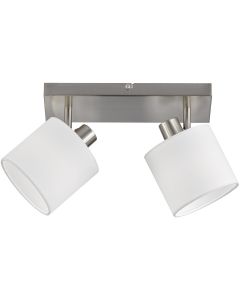 LED Plafondspot - Trion Torry - E14 Fitting - 2-lichts - Rond - Mat Nikkel - Aluminium