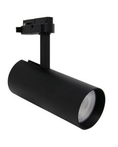 LED Railverlichting - Track Spot - Facto - Dimbaar - 30W 1 Fase - Rond - Natuurlijk Wit 4000K - Mat Zwart Aluminium