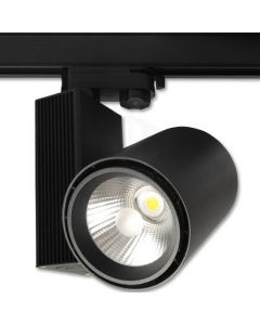 LED Railverlichting - Track Spot - Prixa Oron - 30W - 3 Fase - Rond - Natuurlijk Wit 4000K - Mat Zwart - Aluminium